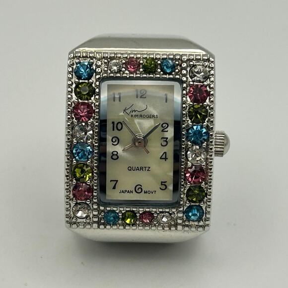 Kim Rogers Multi-colored Crystal Bezel Ring Watch Working New Battery main image 6